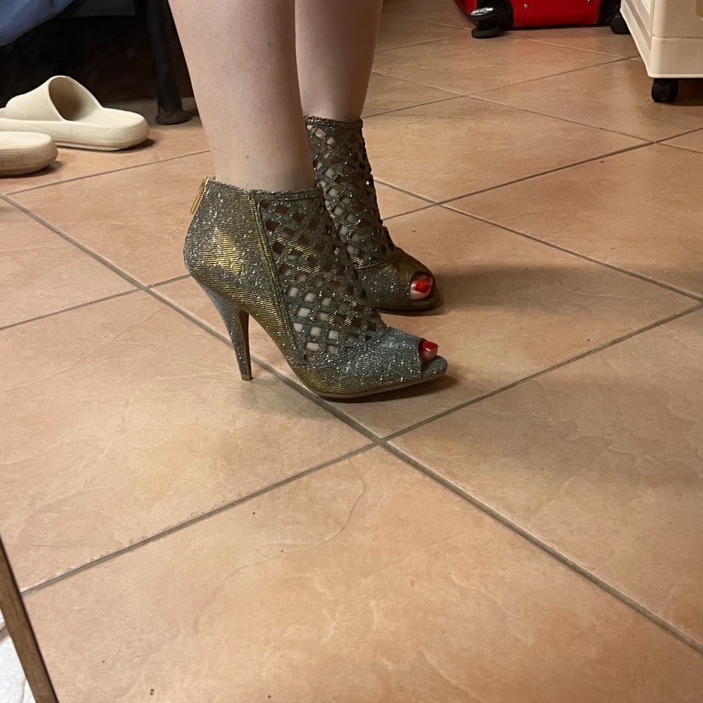 Christian Siriano Gold Ankle Booties